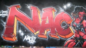 besancon septembre 2012- graffiti - Nacler - Les connes grognent (2)