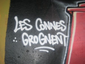 besancon septembre 2012- graffiti - Nacler - Les connes grognent (5)