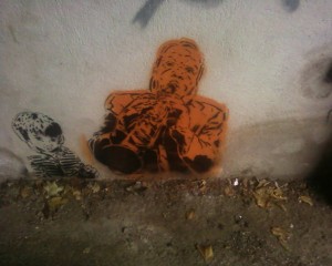 Stencil jazman and kid - Epinal