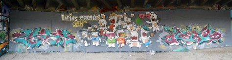 besancon, graffiti, avril 2014 Lapins Crétins Gang - Mesh - Wyker - Nacle (1)
